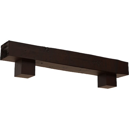 Ekena Millwork Kit w/ Alamo Corbels, Premium Hickory, 8"H x 10"D x 72"W Knotty Pine Faux Wood Fireplace ManteL MANUKP08X10X72AOZH